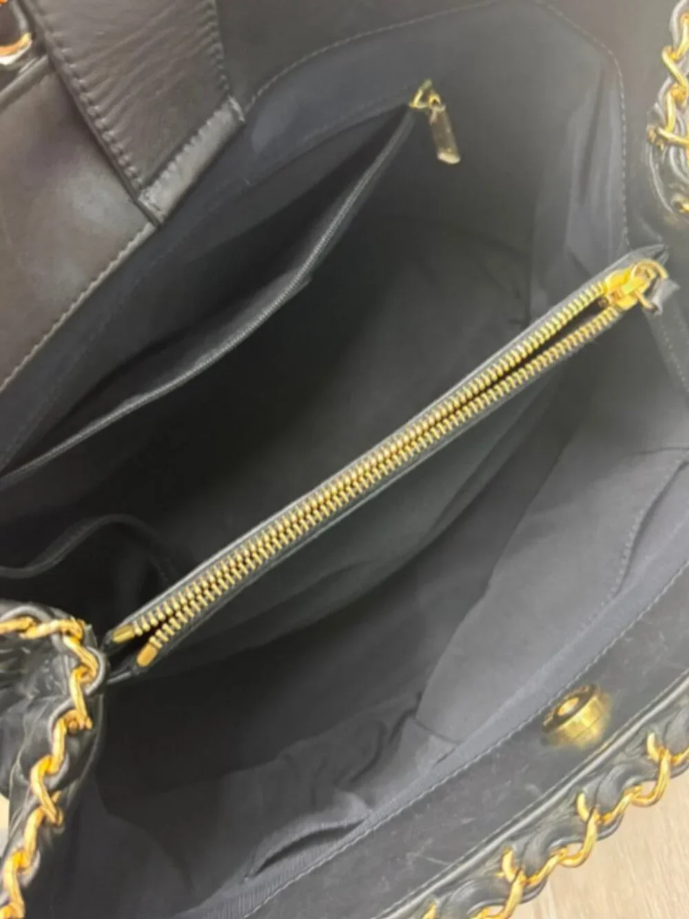 Chanel Quilted Leather Chain Tote Bag